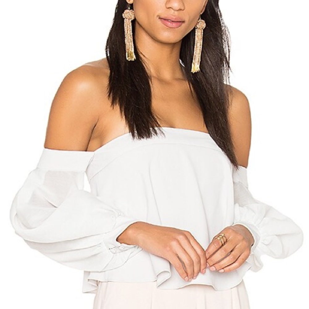 KEEPSAKE Spectrum Top in Dove Grey off shoulder bustier crop